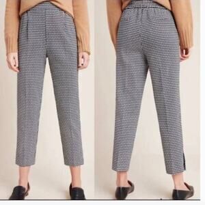 Anthropologie Black White Jacquard Geometric Print Dress Pants Small